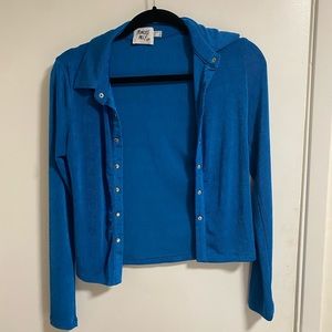 PRINCESS POLLY BLUE BUTTON UP SHIRT